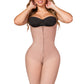 - Faja SMI7087 LA GLAMUROSA hasta la rodilla con soporte lateral removible
- Vista frontal con cierre y detalle de broches internos
- Parte posterior con efecto lifting y encaje siliconado
