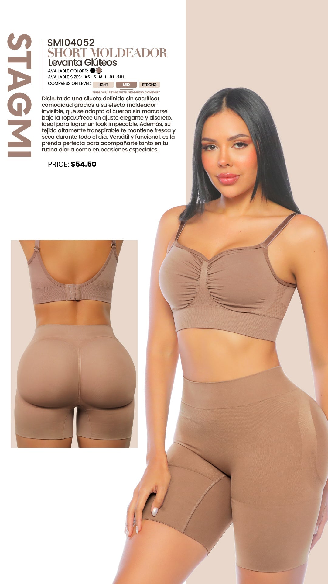 - Short SMI04052 lifting extra invisible
- Vista trasera short moldeador natural
- Short con control abdomen y muslos