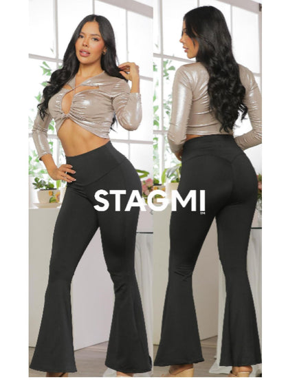 - Legging negro SMI0092 con faja interna y lifting extra
- Vista trasera con pretina acorazonada y efecto natural
- Legging bota campana Ultrainvisible con control abdominal