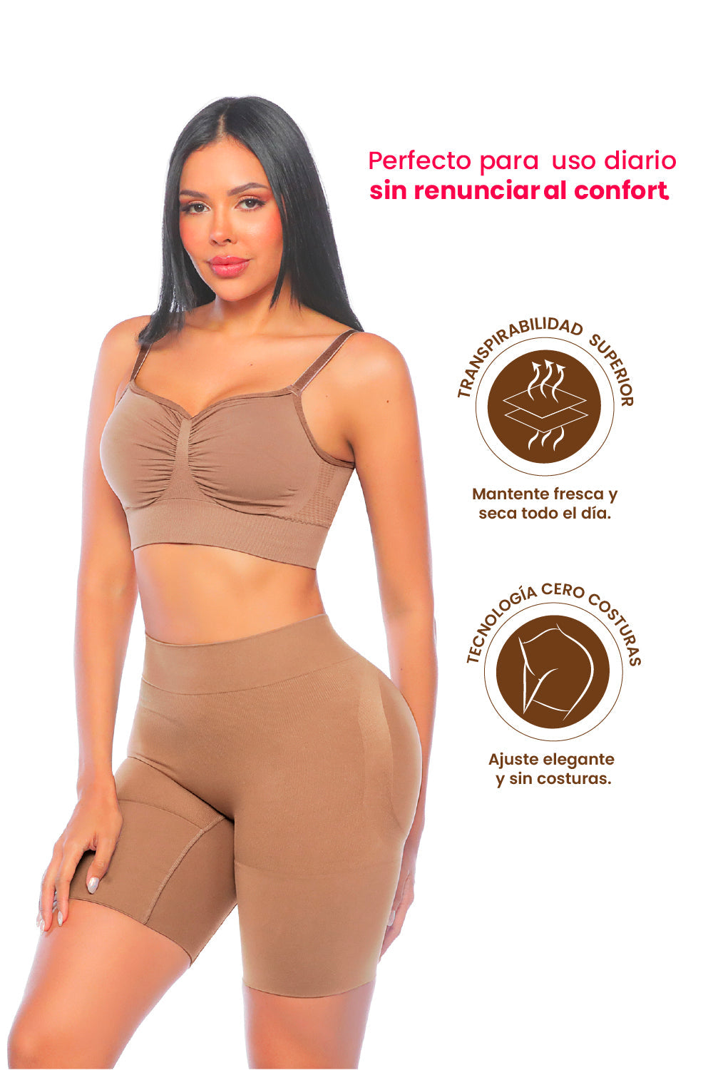 - Short SMI04052 lifting extra invisible
- Vista trasera short moldeador natural
- Short con control abdomen y muslos