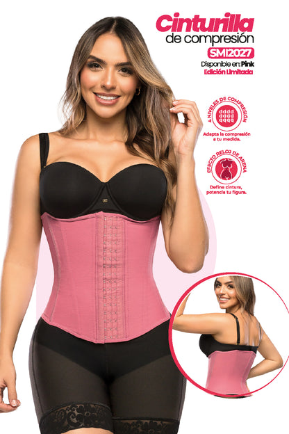 Cinturilla de compresión pink edición limitada con 4 niveles de ajuste y efecto reloj de arena