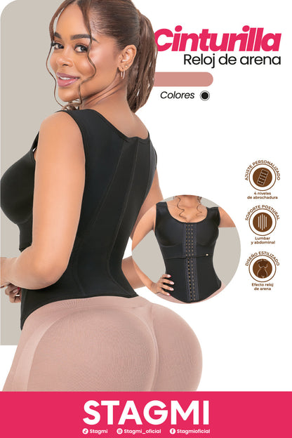 EVOLUTIVA SMI2028 Chaleco cinturilla con brasier incluido de alta compresión y soporte integral.