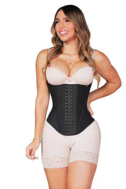 - Cinturilla SMI2027 reloj de arena ajuste progresivo
- Vista frontal cinturilla con 4 hileras de broches
- Cinturilla con varillas internas y refuerzo lumbar