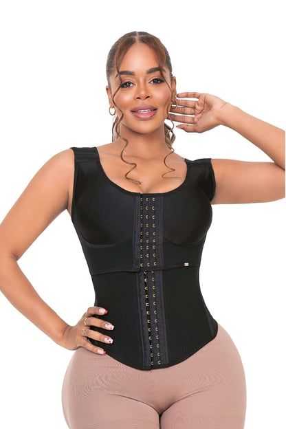 chaleco cinturilla mujer, cinturilla con brasier, moldeador postural, faja alta compresión, cinturilla soporte espalda