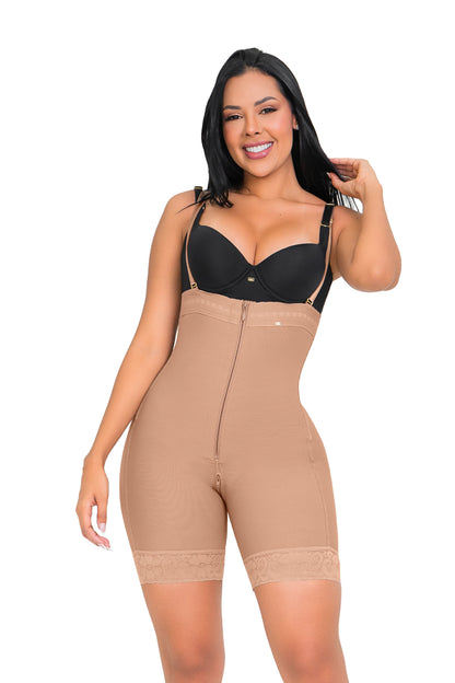 Faja straple realce natural, media pierna, soporte lateral, faja invisible mujer.
