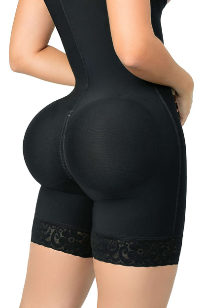 faja triple realce, espalda alta, cierre frontal, panty incluido, moldeadora ultrainvisible
